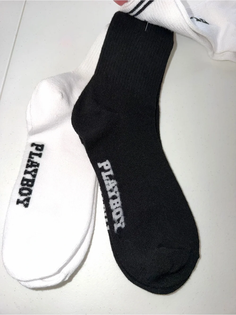 Playboy Men's Crew Socks - Black & White (3-Pack)